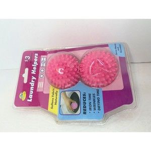 2 X Pink Dryer Balls Lifts & Separate Laundry Wrinkle Reducing Quicker Drying
